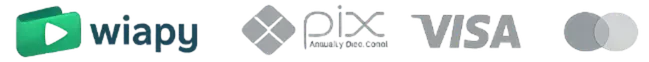 Formas de pagamento aceitas: Wiapy, Pix, Visa e Mastercard